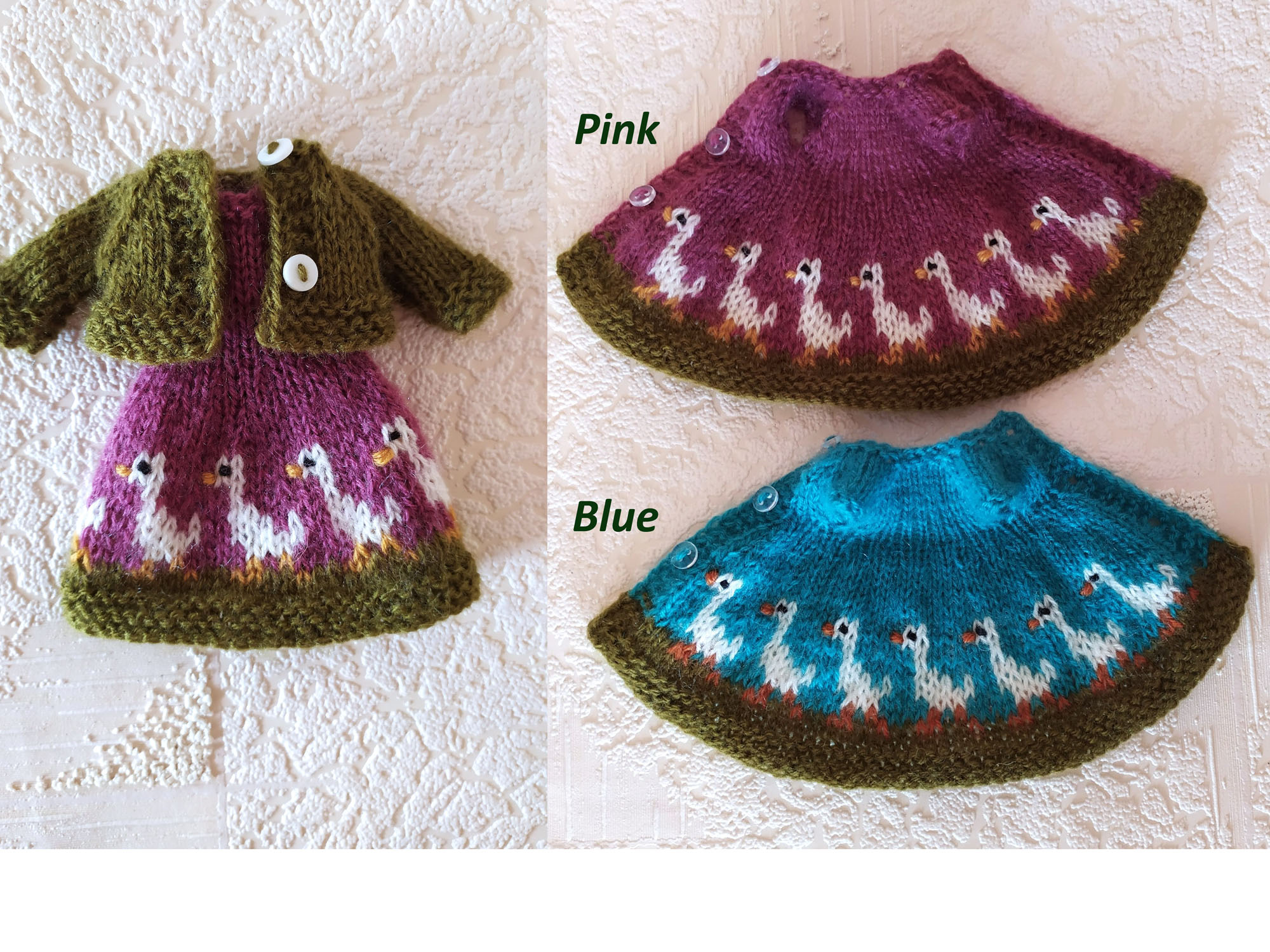 Geese Outfit for Doll Mini Paola Reina or Blythe, Dress & Cardigan Paola Reina 21cm, Clothing for 9-inch doll, Outfit Fits Blythe