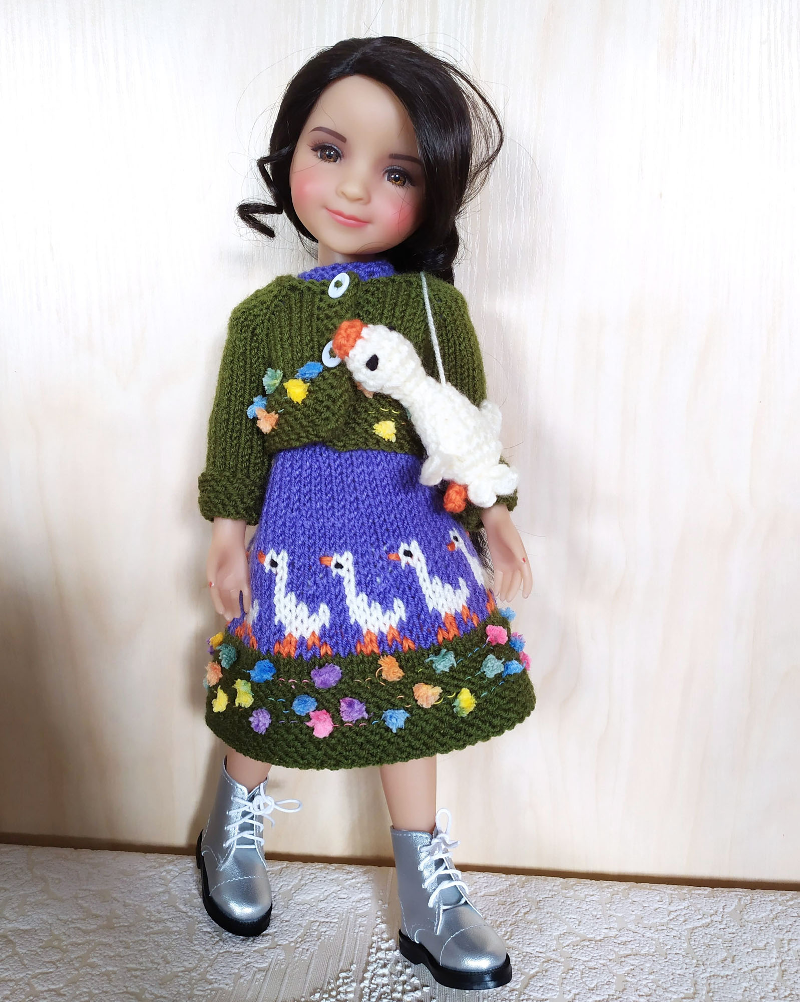 Outfit for Ruby Red doll, Geese Dress  & Jacket for RRFF, Dress for Doll Ruby Red Fashion Friends; Handmade Clothes for 14-inch/ 37cm doll